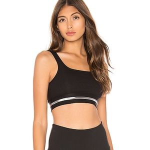 Vita LA Space Metallic Ribbed Sports Bra Black S